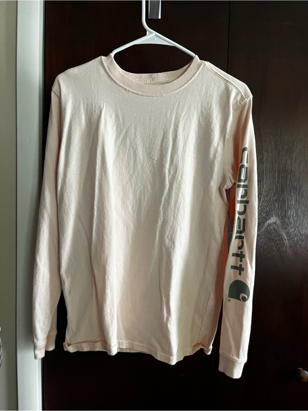 Carhartt Long Sleeve Tee in Light Pink with Black Logo